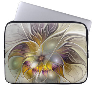 Abstrakt Färgfull Fantasy Flower Modern Fractal Laptop Sleeve