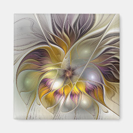 Abstrakt Färgfull Fantasy Flower Modern Fractal Magnet