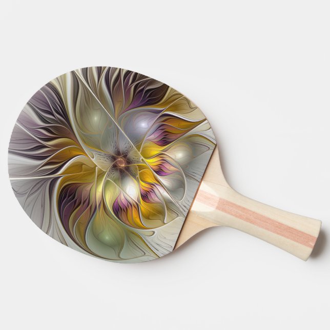 Abstrakt Färgfull Fantasy Flower Modern Fractal Pingisracket (Sidan)
