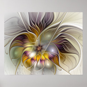 Abstrakt Färgfull Fantasy Flower Modern Fractal Poster