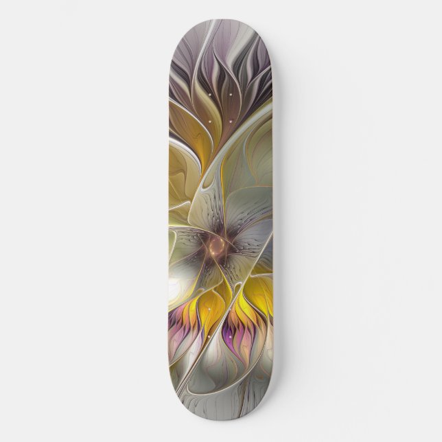 Abstrakt Färgfull Fantasy Flower Modern Fractal Skateboard Bräda 21,5 Cm (Framsida)