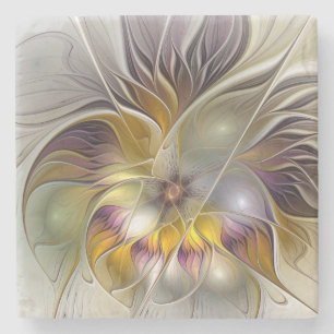 Abstrakt Färgfull Fantasy Flower Modern Fractal Stenunderlägg