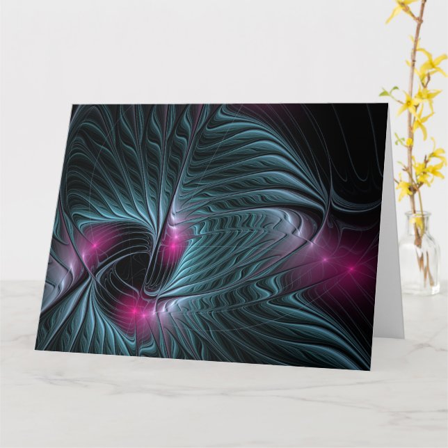 Abstrakt Färgfull fantasy Fractal Poster Kort (Gul blomma)