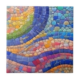 Abstrakt Färgfull Flow Gaudi-liknande faux mosaic Kakelplatta