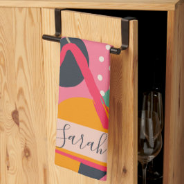 Abstrakt Färgfull geometrisk monogramdesign Namn Kökshandduk