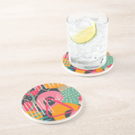 Abstrakt Färgfull geometrisk monogramdesign Namn Underlägg