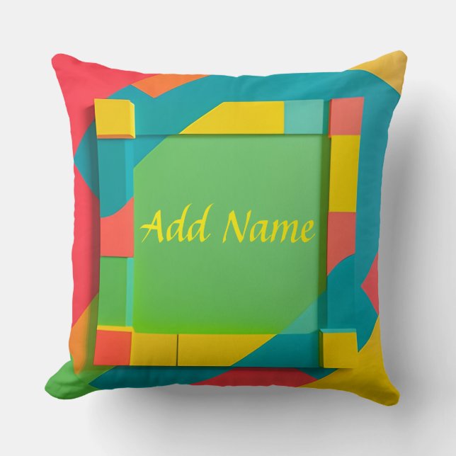 Abstrakt Färgfull geometrisk sammansättning Kudde (Framsida)