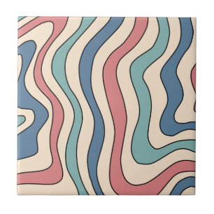 Abstrakt Färgfull Retro Vågigt Rand Modern Elegant Kakelplatta