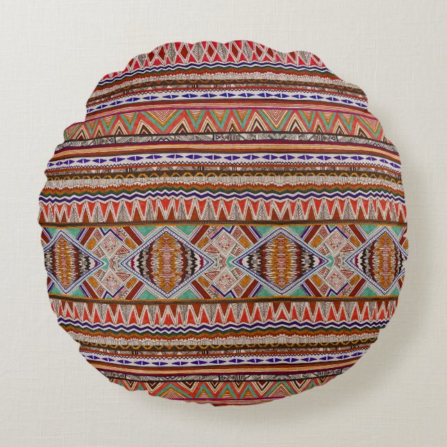 Abstrakt Färgfull: Sömlös bakgrund Mönster. Rund Kudde (Framsidan)