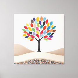 Abstrakt Färgfull Träd-design Canvastryck