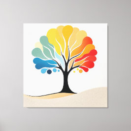 Abstrakt Färgfull Träd-design Canvastryck