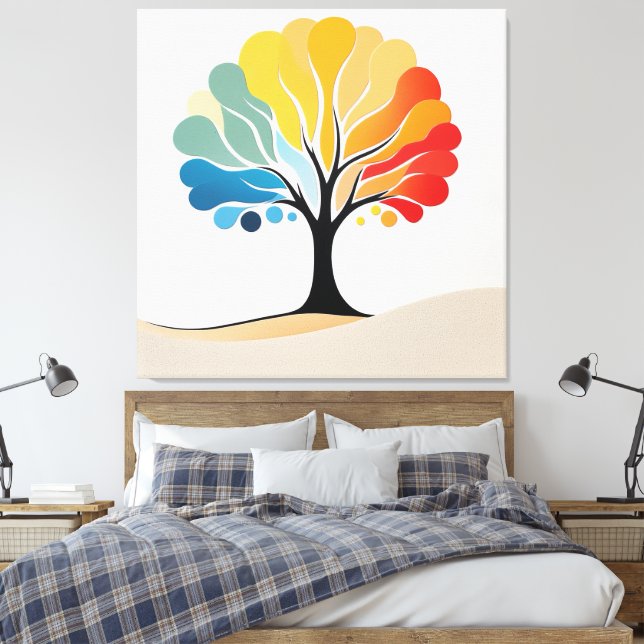 Abstrakt Färgfull Träd-design Canvastryck (Insitu (sovrum))