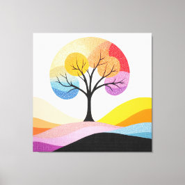 Abstrakt Färgfull Träd-design Canvastryck
