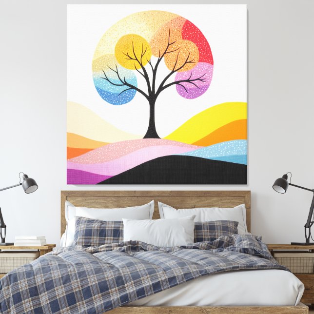 Abstrakt Färgfull Träd-design Canvastryck (Insitu (sovrum))