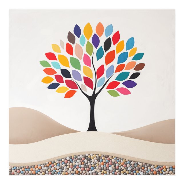 Abstrakt Färgfull Träd-design Fototryck (Framsidan)