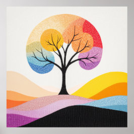 Abstrakt Färgfull Träd-design Poster