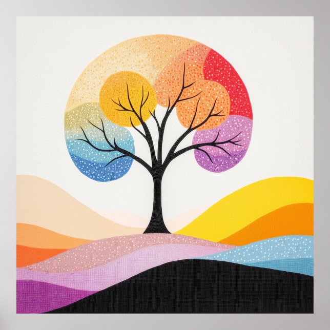 Abstrakt Färgfull Träd-design Poster (Framsidan)