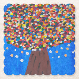 Abstrakt Färgfull Träd Papper Underlägg