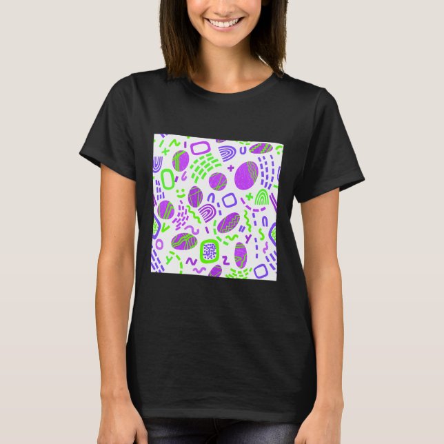 Abstrakt Färgfull, trådfull geometrisk Mönster T Shirt (Framsida)