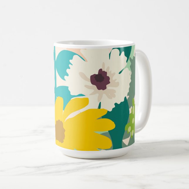 Abstrakt Färgfull Vår Blommigts Modern hemdekan fö Kaffemugg (Framsida höger)