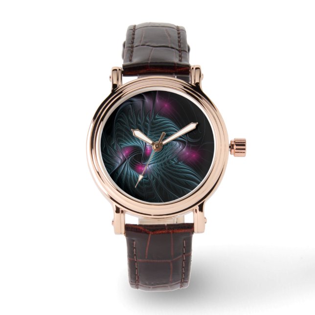 Abstrakt Färgfylld fantasy Fractal Armbandsur (Framsida)