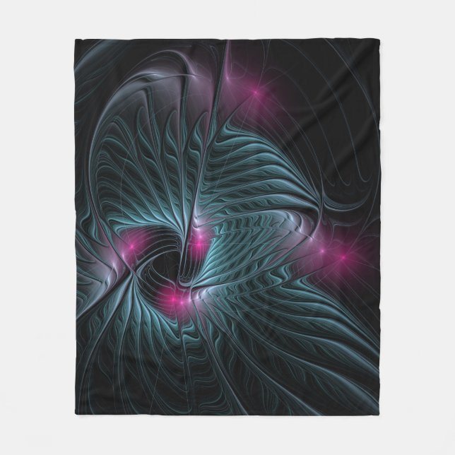 Abstrakt Färgfylld fantasy Fractal Fleecefilt (Framsidan)