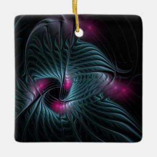 Abstrakt Färgfylld fantasy Fractal Julgransprydnad Keramik