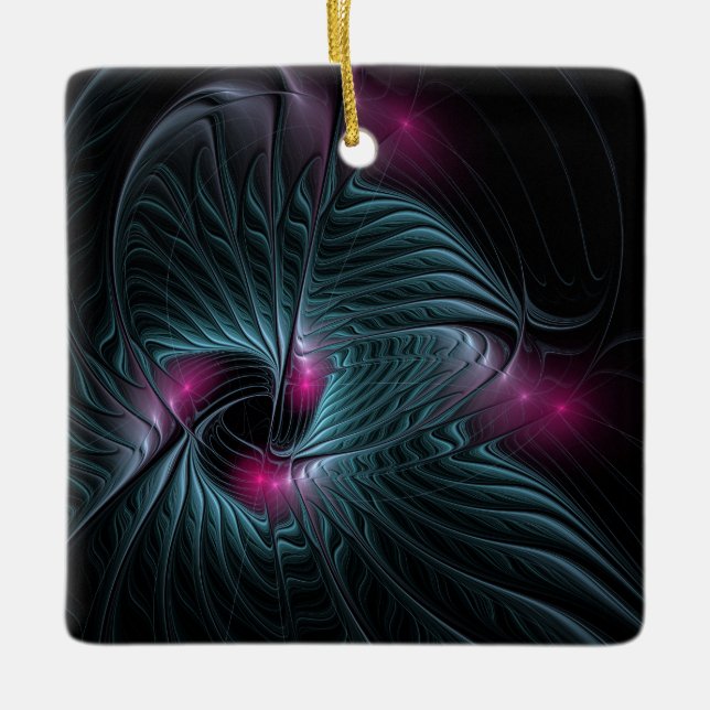 Abstrakt Färgfylld fantasy Fractal  Julgransprydnad Keramik (Framsida)
