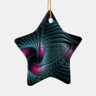 Abstrakt Färgfylld fantasy Fractal Julgransprydnad Keramik