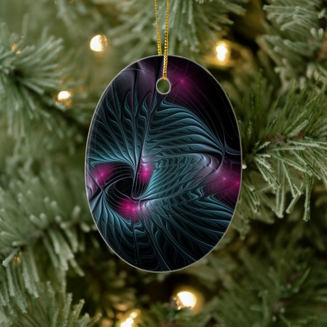 Abstrakt Färgfylld fantasy Fractal  Julgransprydnad Keramik (Träd)