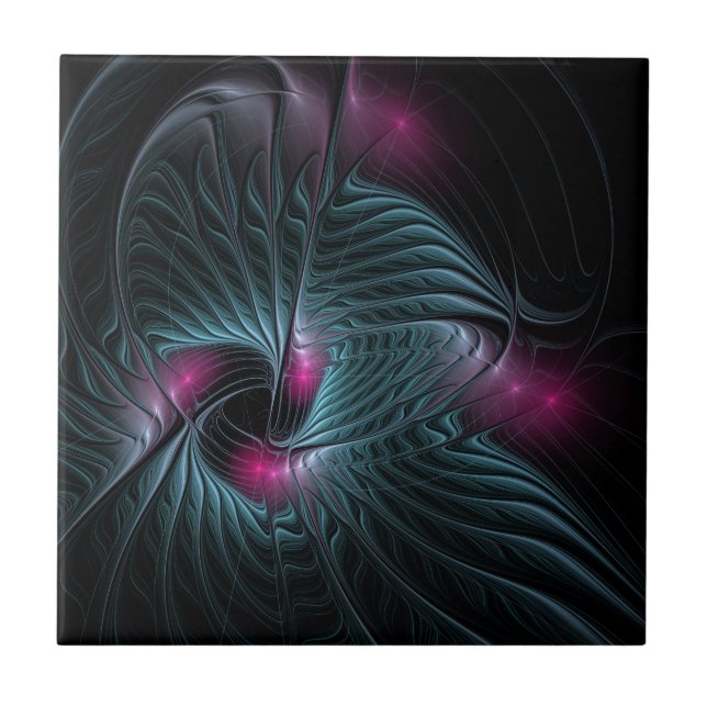 Abstrakt Färgfylld fantasy Fractal Kakelplatta (Framsidan)