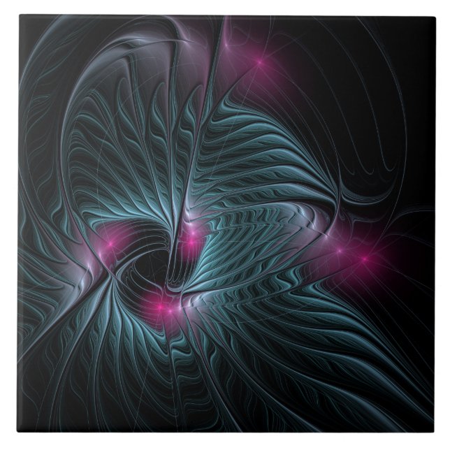 Abstrakt Färgfylld fantasy Fractal Kakelplatta (Framsidan)