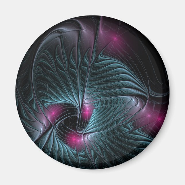 Abstrakt Färgfylld fantasy Fractal Magnet (Framsidan)