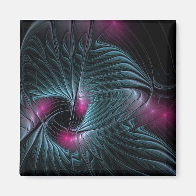 Abstrakt Färgfylld fantasy Fractal Magnet (Framsidan)