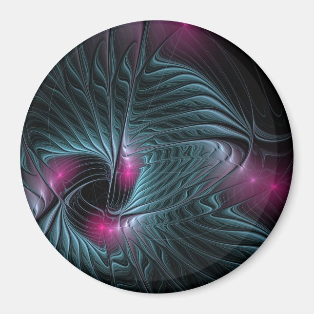 Abstrakt Färgfylld fantasy Fractal Magnet (Framsidan)