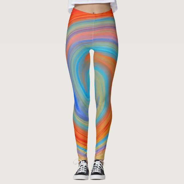 Abstrakt Färgfylld Mönster #6 Leggings (Framsida)