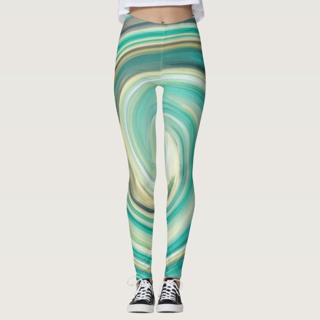 Abstrakt Färgfylld Mönster Fractal #5 Leggings (Framsida)