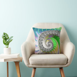 Abstrakt Färgfylld Spiral Fractal Kudde