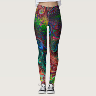 Abstrakt Färgfylld Spiral Mönster Leggings