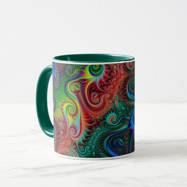 Abstrakt Färgfylld Spiral Mönster Mugg (Framsida vänster)