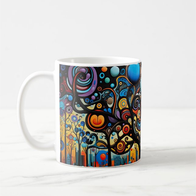 Abstrakt Färgfylld wirl Träd liggande natur Kaffemugg (Vänster)