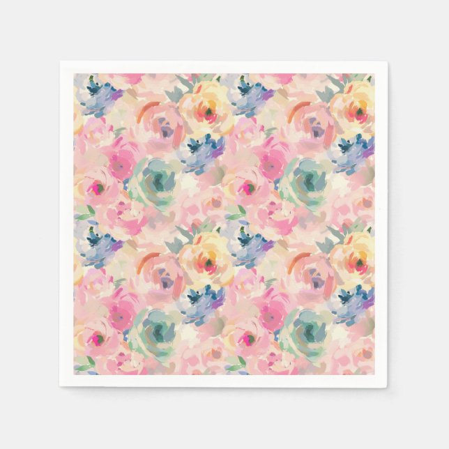 Abstrakt färgglad pastellblomma blomster mönster pappersservett (Framsidan)
