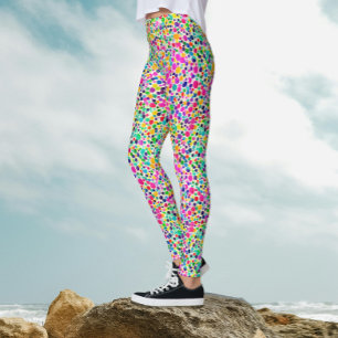 Abstrakt Färgglad Prickar Vattenfärg Målarmönster Leggings