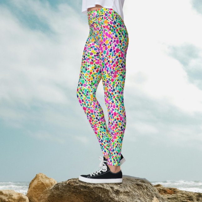 Abstrakt Färgglad Prickar Vattenfärg Målarmönster  Leggings (Skapare uppladdad)