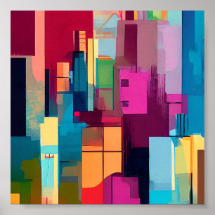 Abstrakt färgglad stad poster