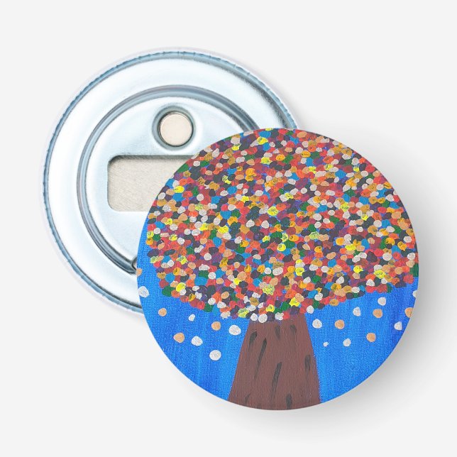 Abstrakt färgglad trädflasköppnare flasköppnare (Framsidan)