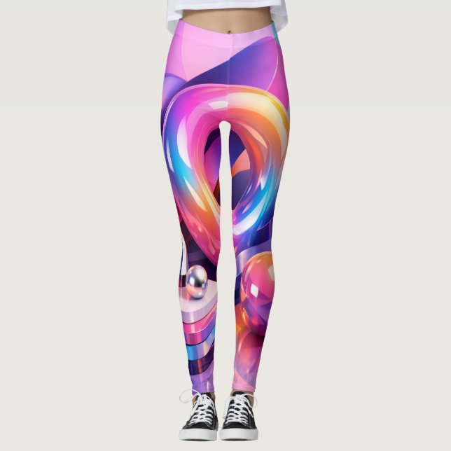 Abstrakt färgglada Leggings (Framsida)