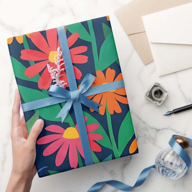 Abstrakt färgglatt Matisse-tusenskönor inslagnings Presentpapper (Gifting)