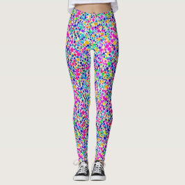 Abstrakt Färgglatt Regnbågsprickigt Vattenfärgsmön Leggings