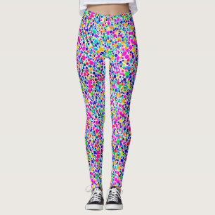 Abstrakt Färgglatt Regnbågsprickigt Vattenfärgsmön Leggings